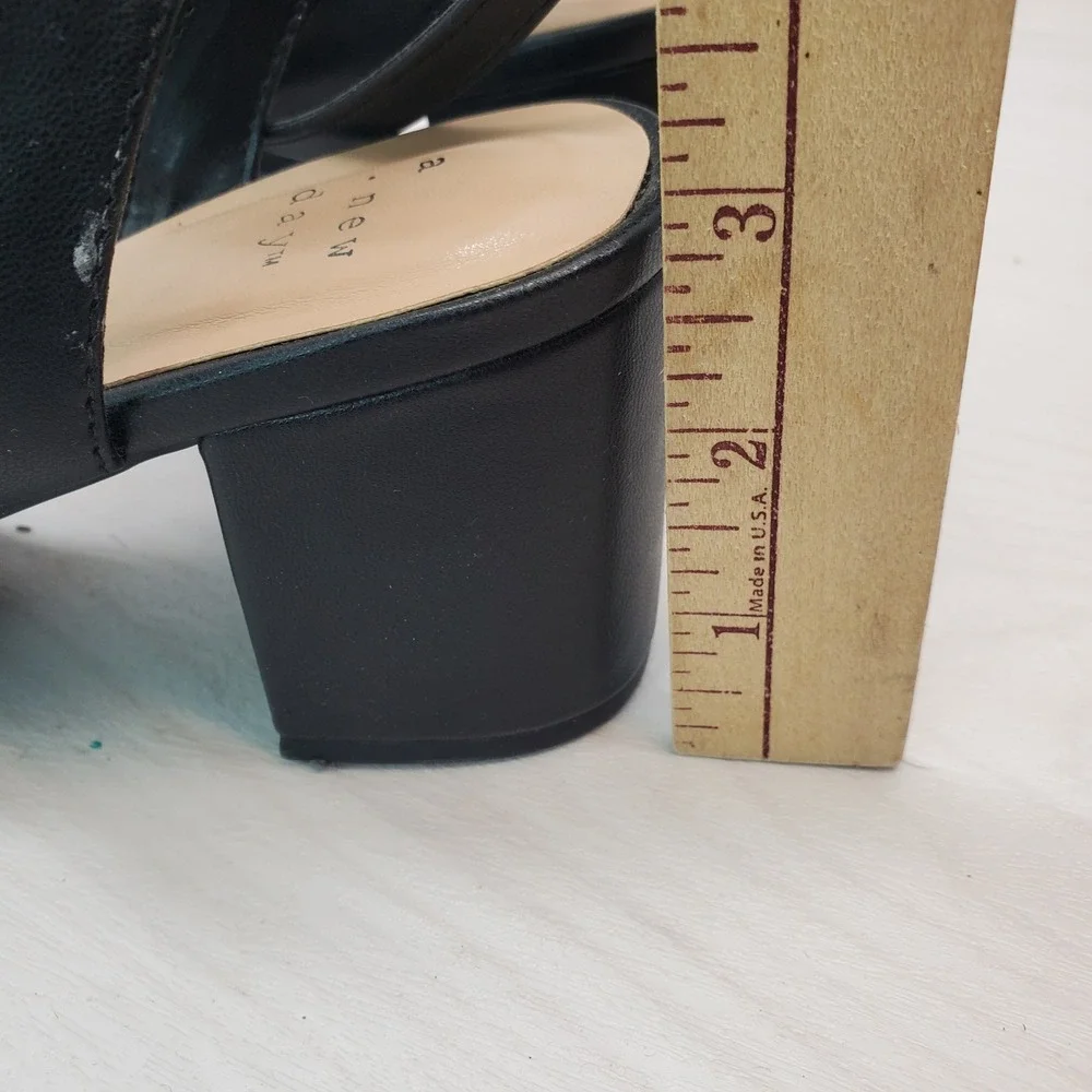 A New Day Womens Black Block Heel Ankle Strap Sandals Square Toe Size 9 Chic